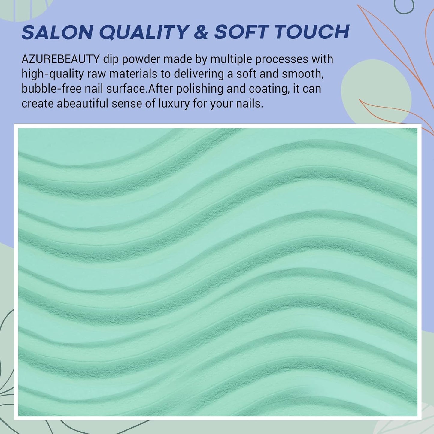 AZUREBEAUTY Dip Powder Nail Set Blue Sage Green Grey Shades, 6 Dark Colors Dipping Powder Starter Kit French Nail Art Manicure DIY Salon for Women, No Need Nail Lamp Cured