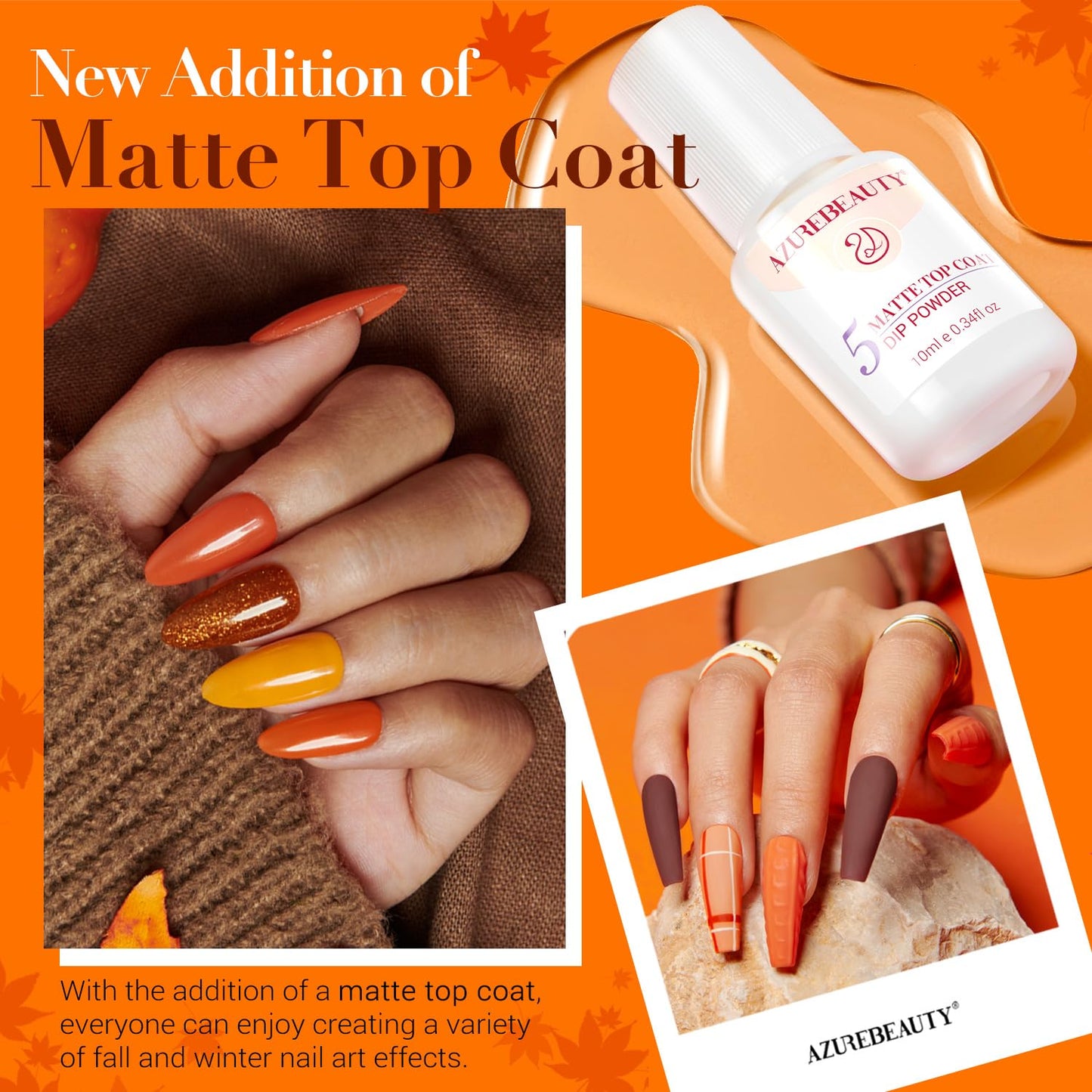 AZUREBEAUTY Dip Nails Powder Starter Kit, Maple Grey Sage Green Dark 8 Colors Set with Nail Sticks, Fall Nail Art Base Glossy/Matte Top Coat Activator Essential Liquid Manicure DIY Salon 30 PCS