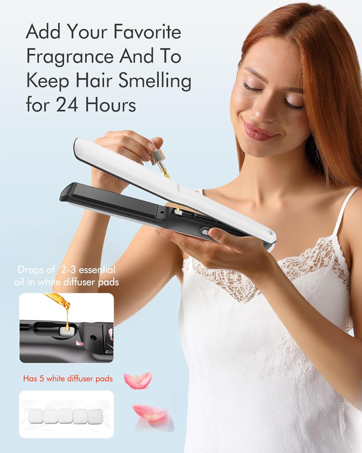 Betahouse Flat Iron Hair Straightener and Curler 2 in 1 with Cooling Air Vents and Add Essential Oil, 1 Inch Titanium Straightening Curling Iron Airflow Styler 3 Temp UP to 450℉ Dual Voltage