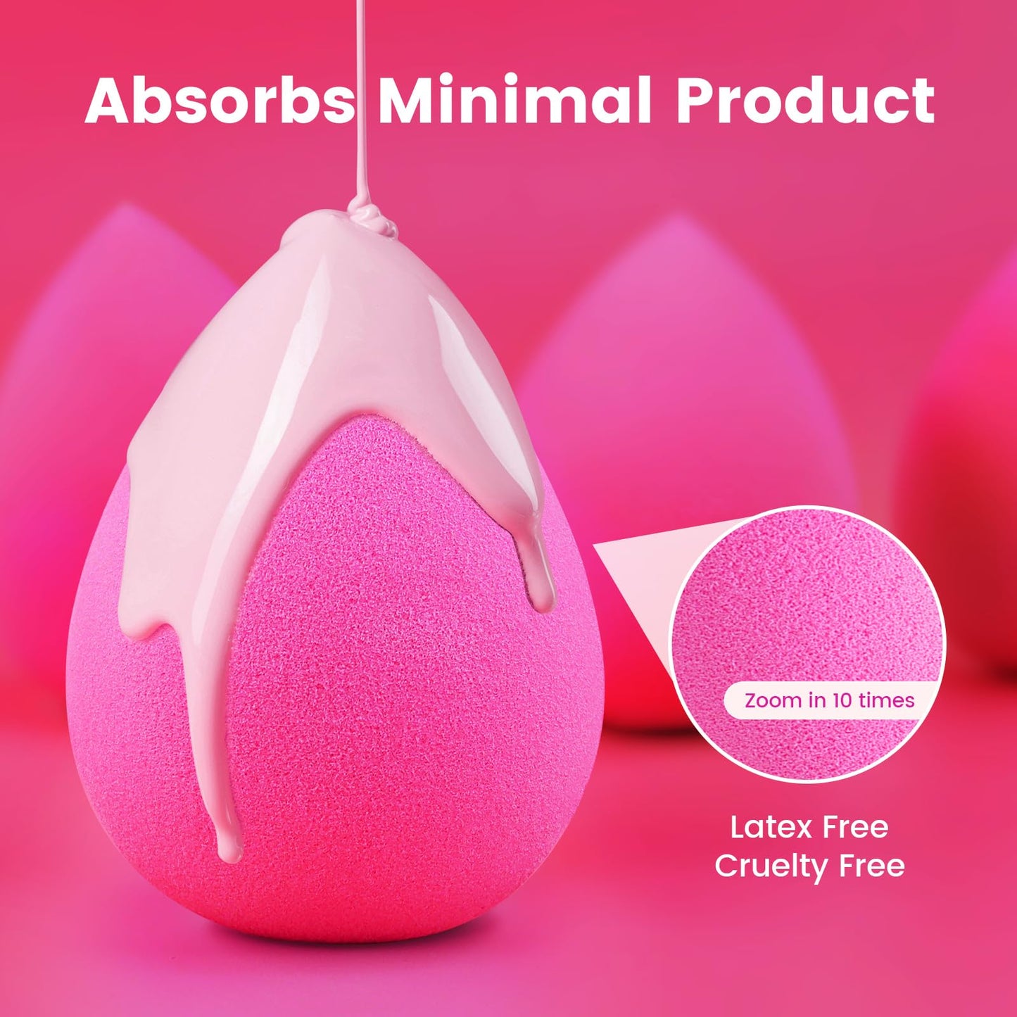 BEAKEY Makeup Sponges 5 Pack, Rose Pink Beauty Sponge for Foundation