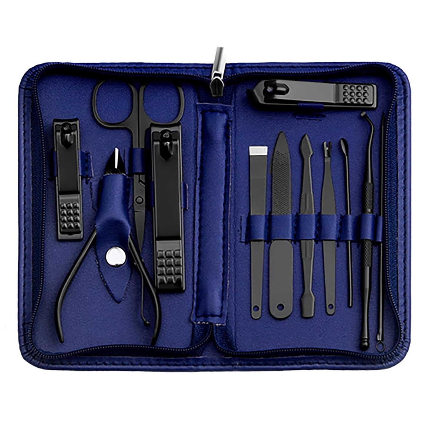 Nail Kit, Manicure Kit, Nail Care Kit For Men, Manicure Pedicure Set, Nail Clippers Toenail Clippers Kit, Professional Manicure Kit Pedicure Kit, Blue Travel Case, Set of 12.