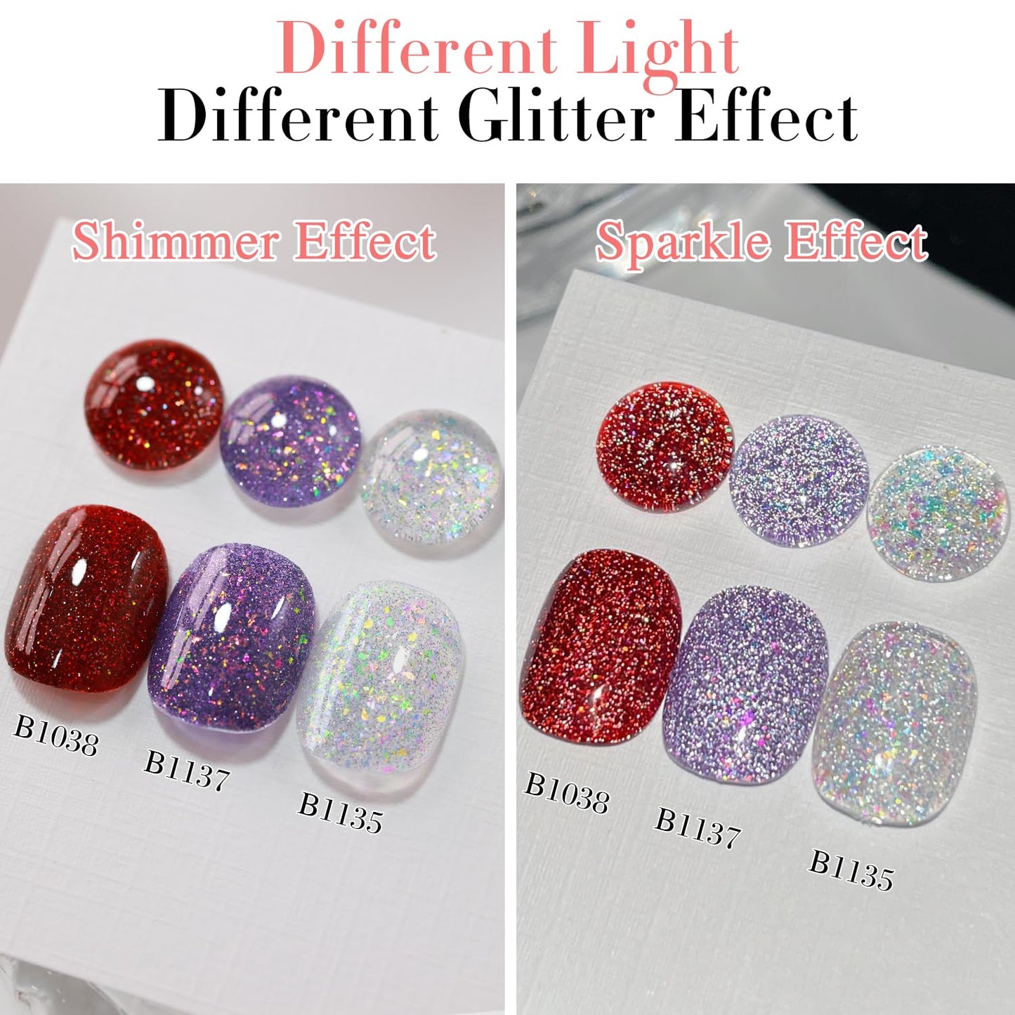 Double Rhythm Glitter Gel Polish 0.5 Oz Clear Shimmer Reflective Color 15ML Gel Polish Salon DIY at Home (Rainbow Silver-B1135)