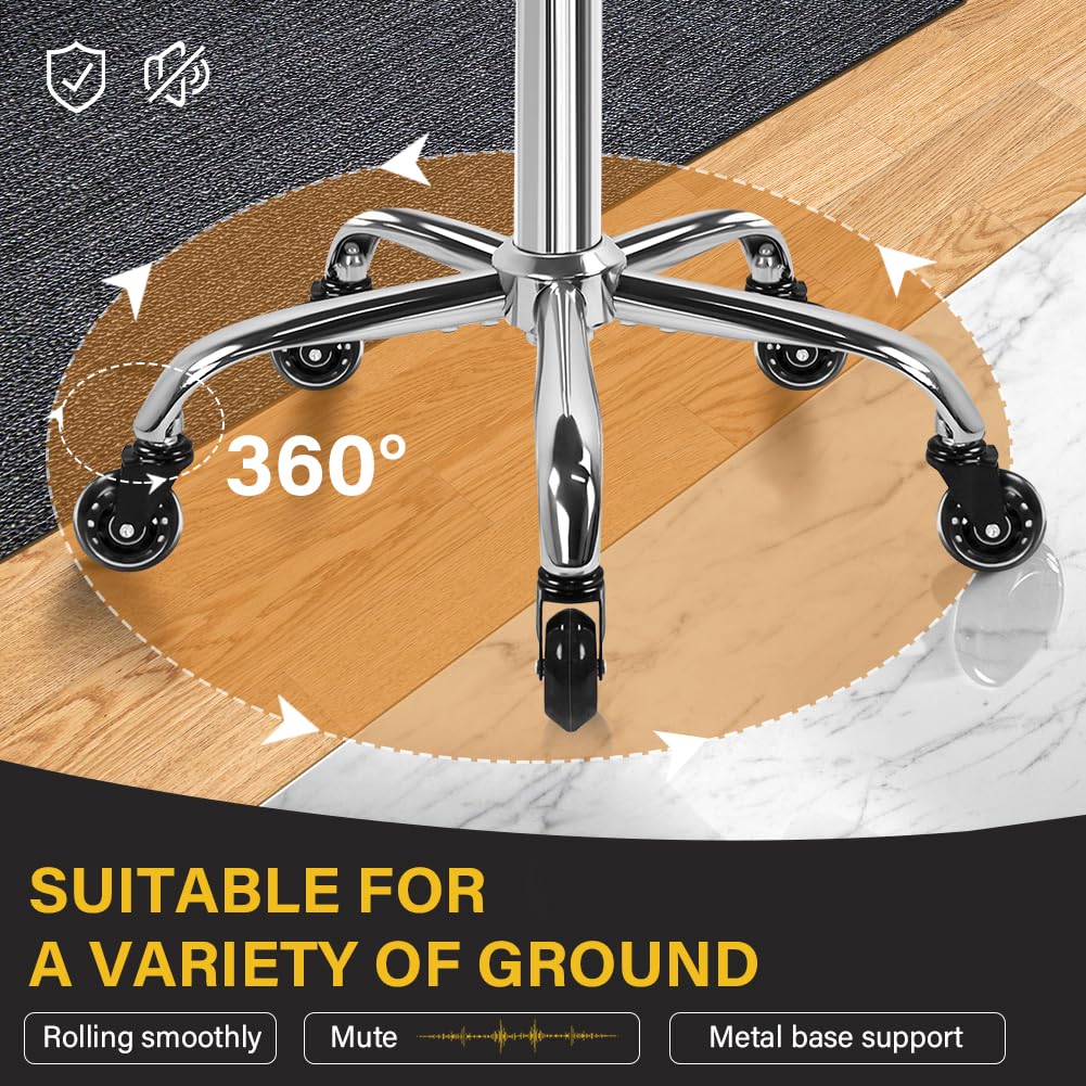 WKWKER Heavy Duty Rolling Stool with Wheels Hydraulic Swivel Adjustable Rolling Stool Ergonomic