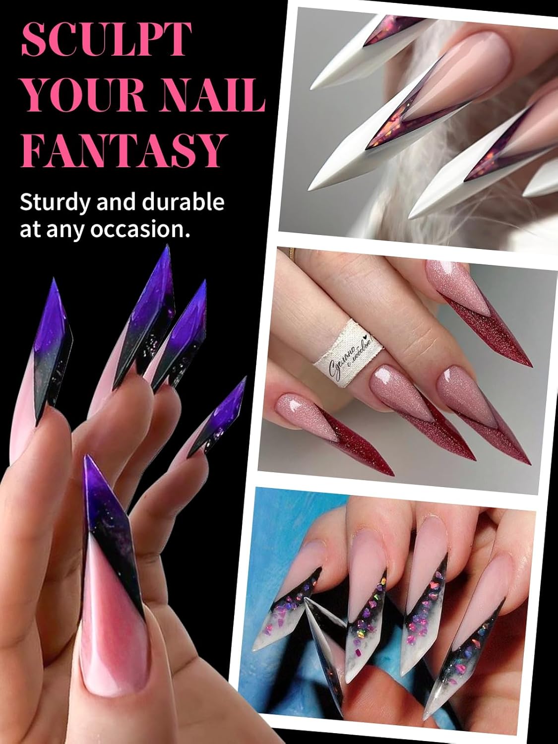 EBANKU Dual Nail Forms for Poly Extension Gel, 150 PCS Clear Claw Nail Molds Reusable 15 Sizes Nail Extension Forms for Builder Gel Manicure Design Salon DIY