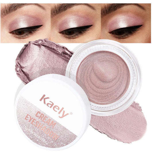 evpct Single Cream Eye Shadow Palette Pot Makeup for older Women, Praline Dusty Pink Mauve Shimmer Glitter Metallic Monochrome Cream to Powder Eyeshadow Palette Eye Brightener, Waterproof Blendable