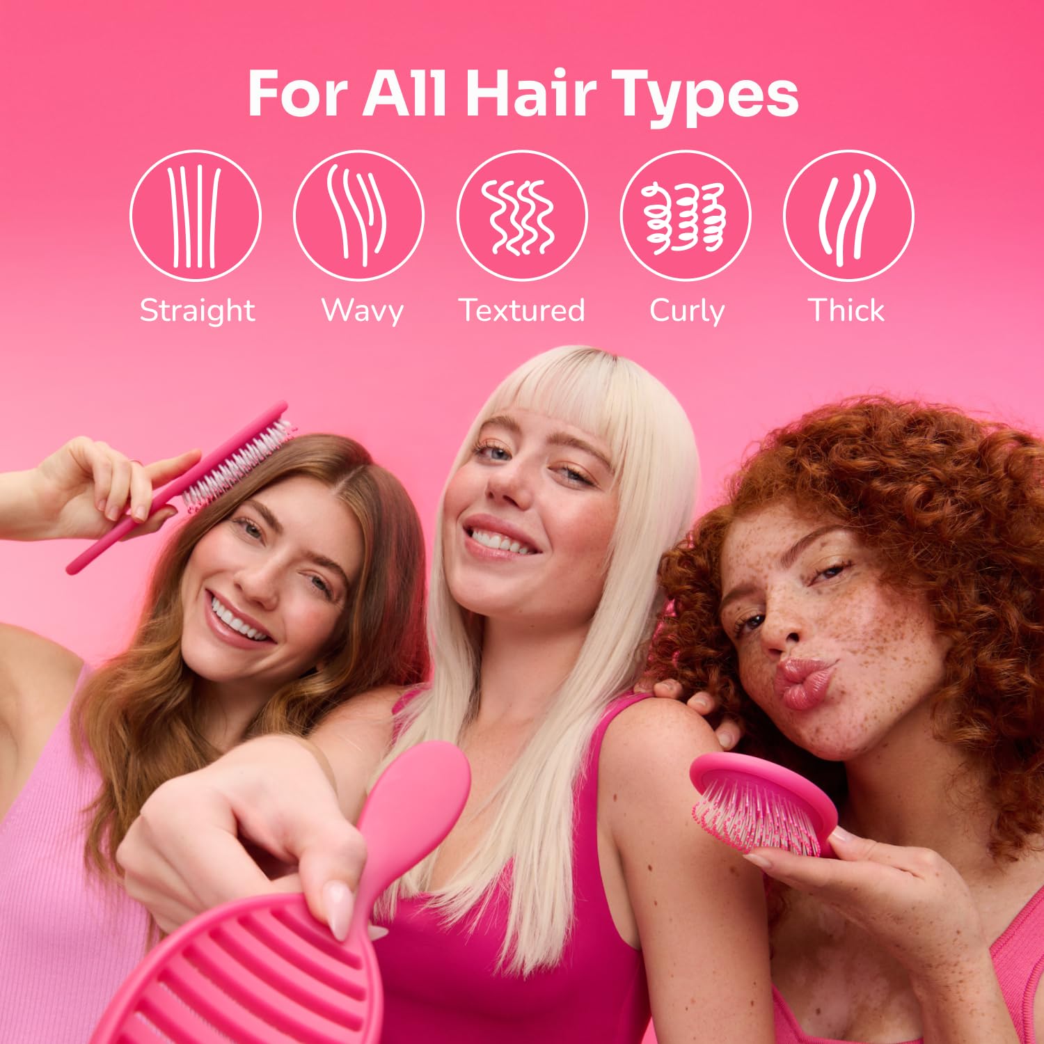 Wet Brush Original Detangler Hair Brush, Poppy Red, For All Hair Textures