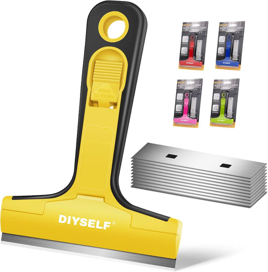 DIYSELF 1 Pack Razor Blade Scraper with 10 Extra Razor Blades, Scraper Tool, Glass Scraper for