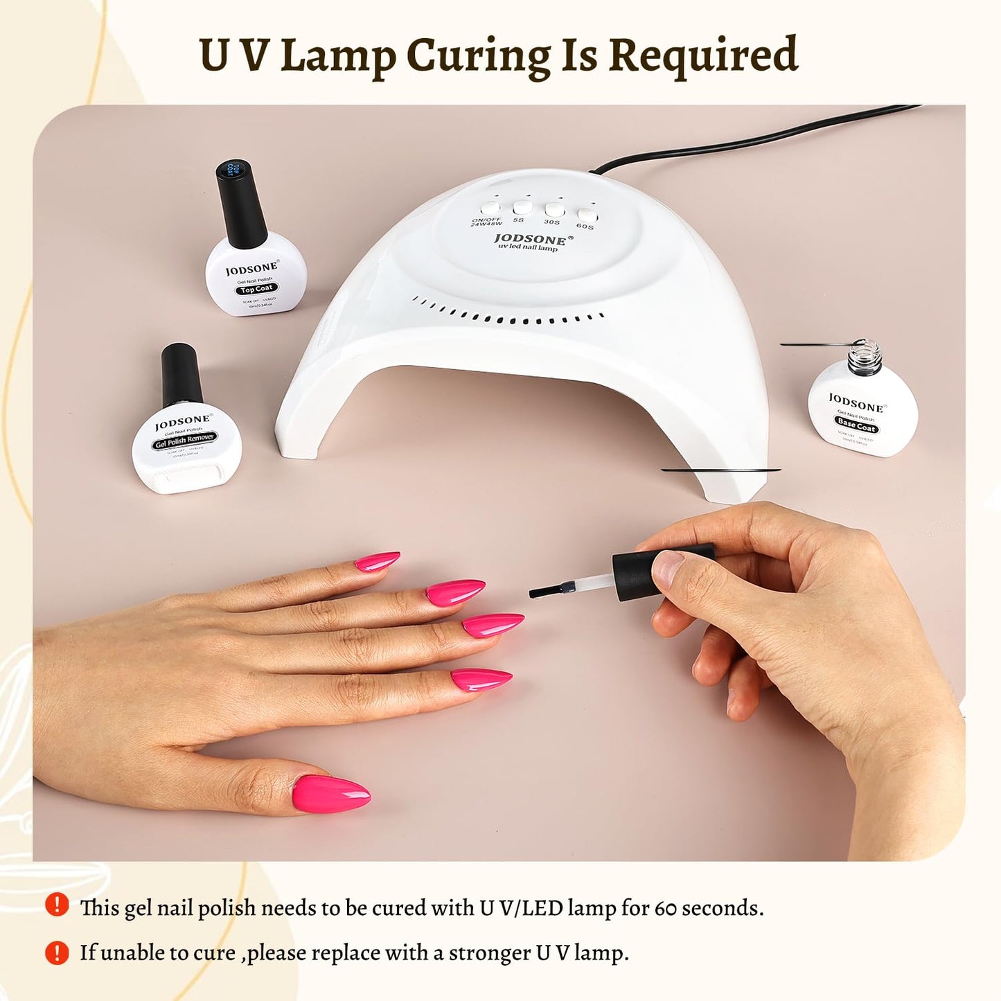 JODSONE 3Pcs 10ml Top and Base Coat Gel Nail Remover Set Gel Nail Remover for Quick and Easy at Home Removal U V Light Curing Required