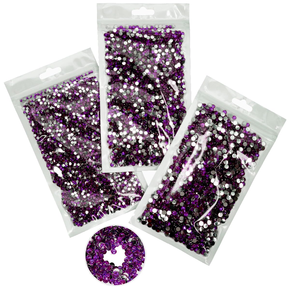 16000PCS Grape Purple Crystal Resin Rhinestones for Crafting 3mm 4mm 5mm Flatback Stones No-Hotfix Diamonds Crystals Gems Charms for Nails Face Eyes Makeup Tumblers Bottles Crafts Clothes Shoes
