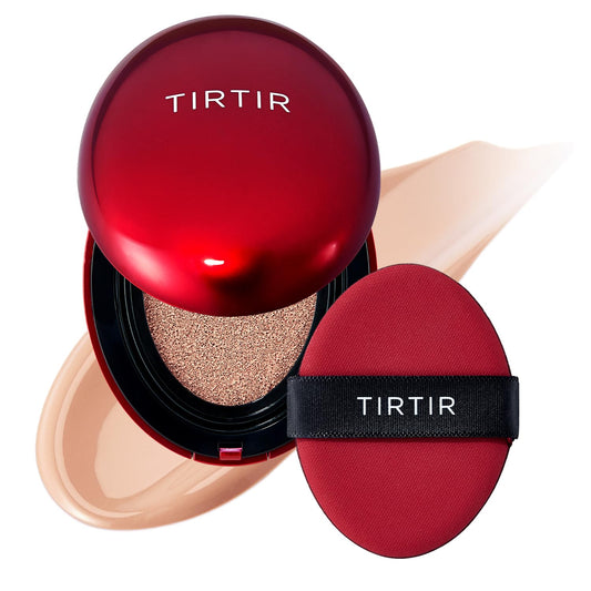 TIRTIR Mask Fit Red Cushion Foundation | Full coverage, Weightless, Skin fit, Satin Glow Finish, Korean Makeup BB Foundation, beauty, Tattoo cover up, Buildable (#22C Peach Beige, 0.63 Fl Oz)