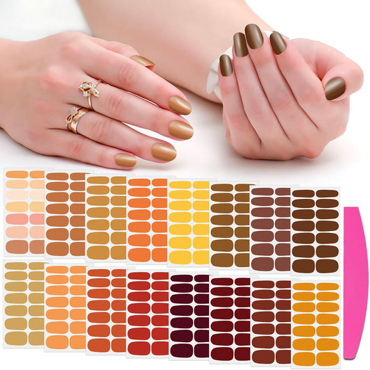 SILPECWEE 16 Sheets Full Nail Wraps for Women Stick on Nail Polish Strips Gel Nail Strips Self
