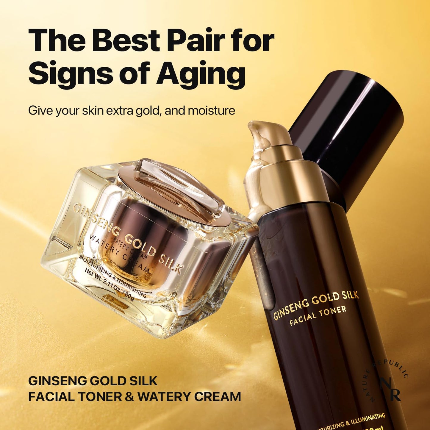 Nature Republic Ginseng Gold Silk Facial Toner | Hydrating Glow Toner, Niacinamide & Silk Amino