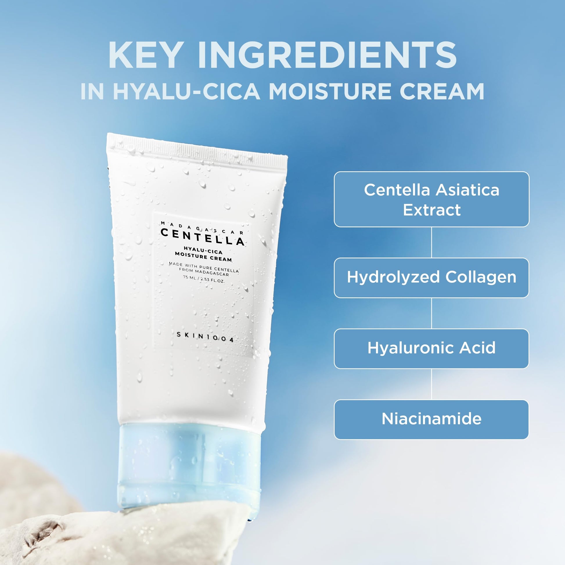 SKIN1004 Hyalu-Cica Moisture Cream, Face Moisturizer with Hyaluronic Acid, Centella Cream for Deep