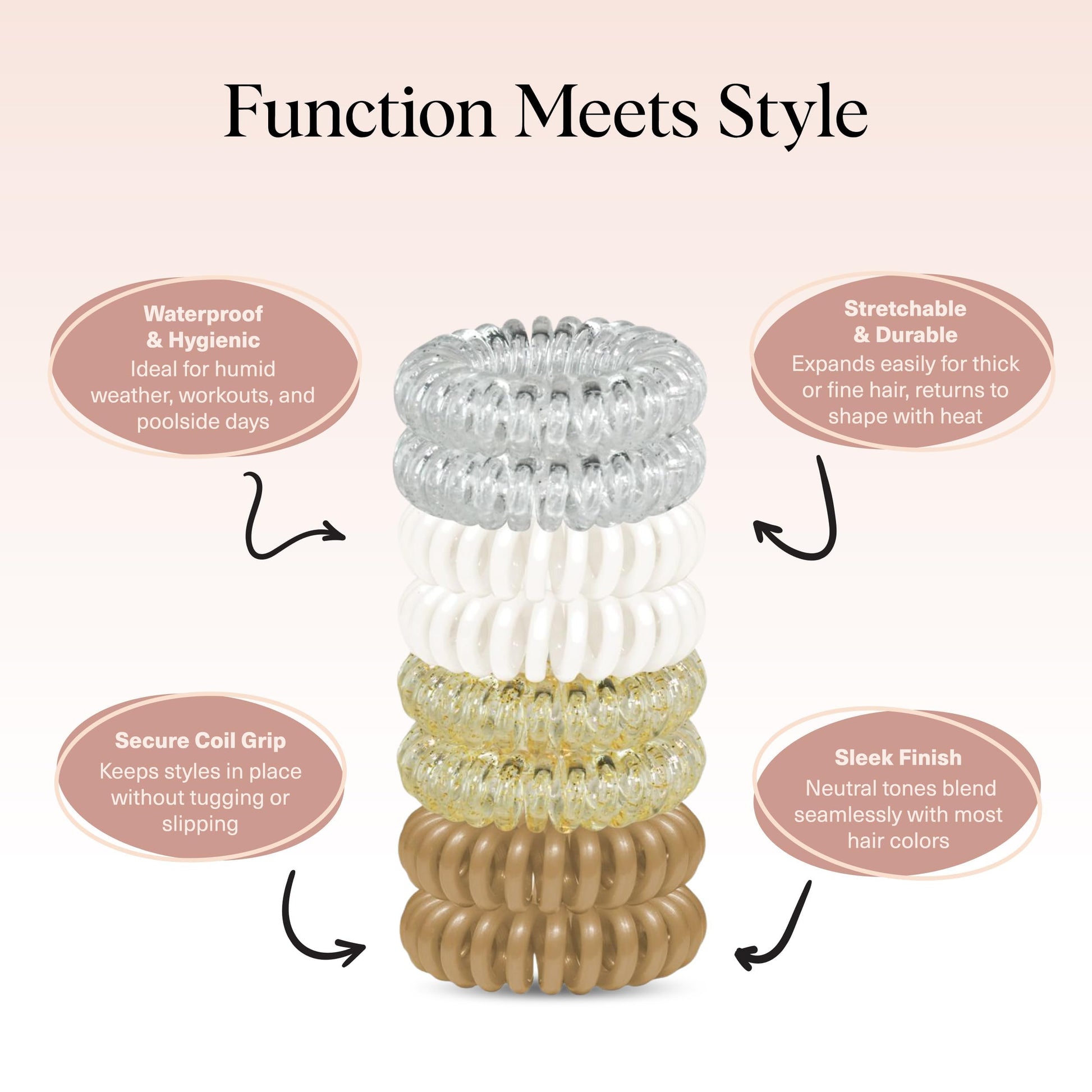 Kitsch Spiral Hair Ties for Women - Durable Hair Accessories - Blonde, 8pcs