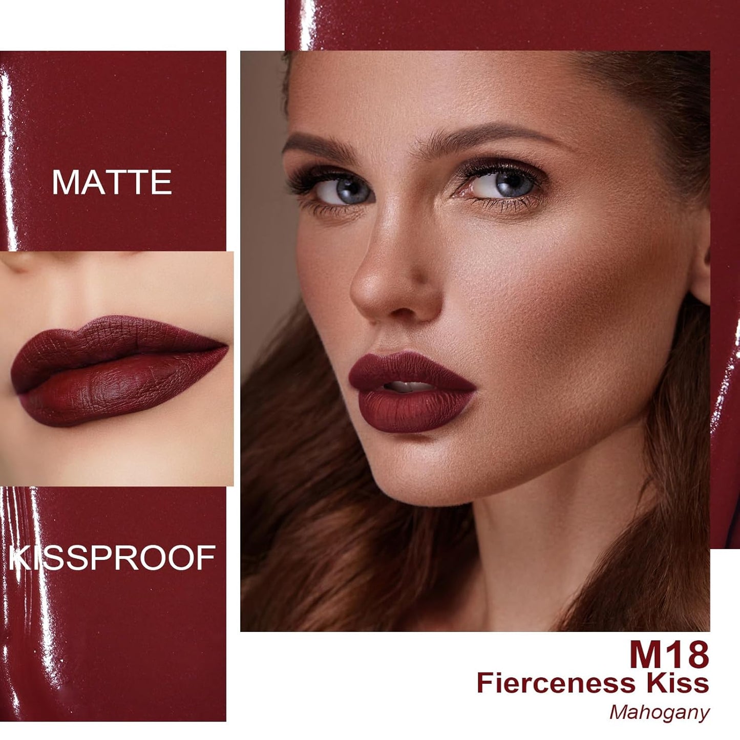 Oulac Matte Liquid Dark Red Lipstick for Women, Long Lasting Lipstick, Waterproof Lip Stain, No Transfer, Creamy High Pigmented Formula with Vitamin E, Vegan & Cruelty-Free M18