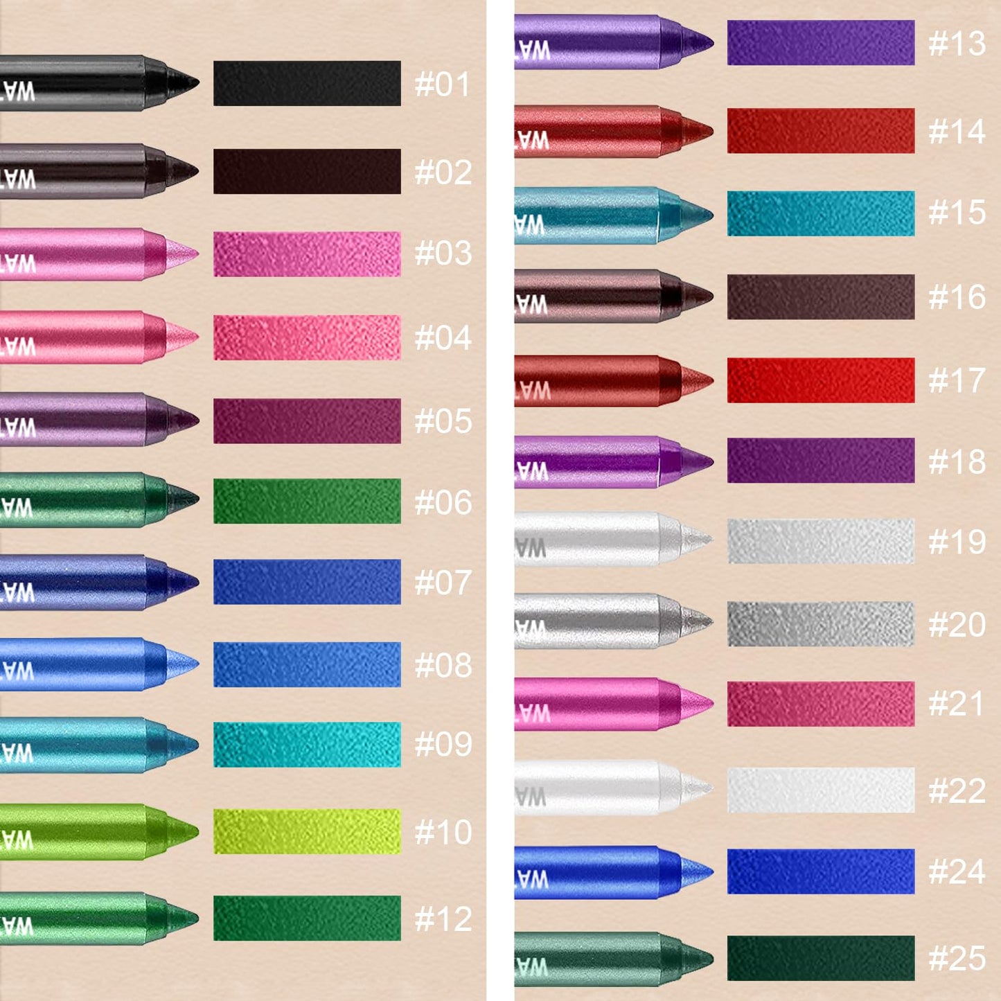 7 Colorful Eyeliner Pen Set, Eye Shadow Pencil, Pearl Eyeliner Kit Metallic Glitter Colored Eye liner for Women Eye&Lip Liner Professional Waterproof Eye Makeup (7PCS A)