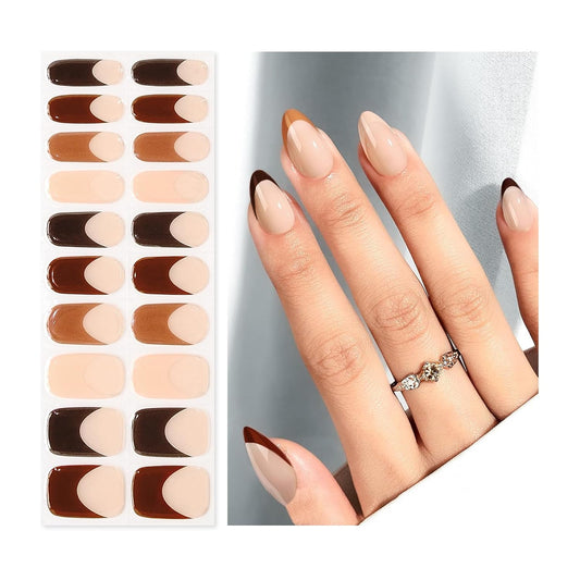 Semi Cured Gel Nail Strips | Built-In Gel Top Coat | UV Light Required | Salon Quality, Easy