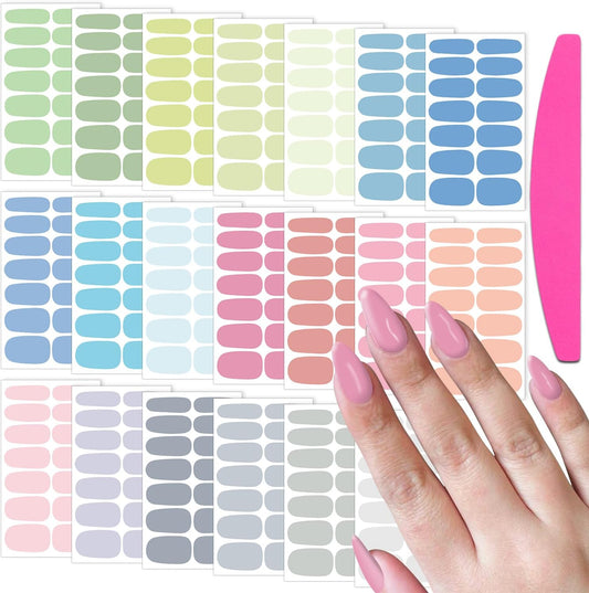 SILPECWEE Nail Stickers Full Nail Wraps (20 Sheets, Light Color), Self Adhesive Nail Polish Strips
