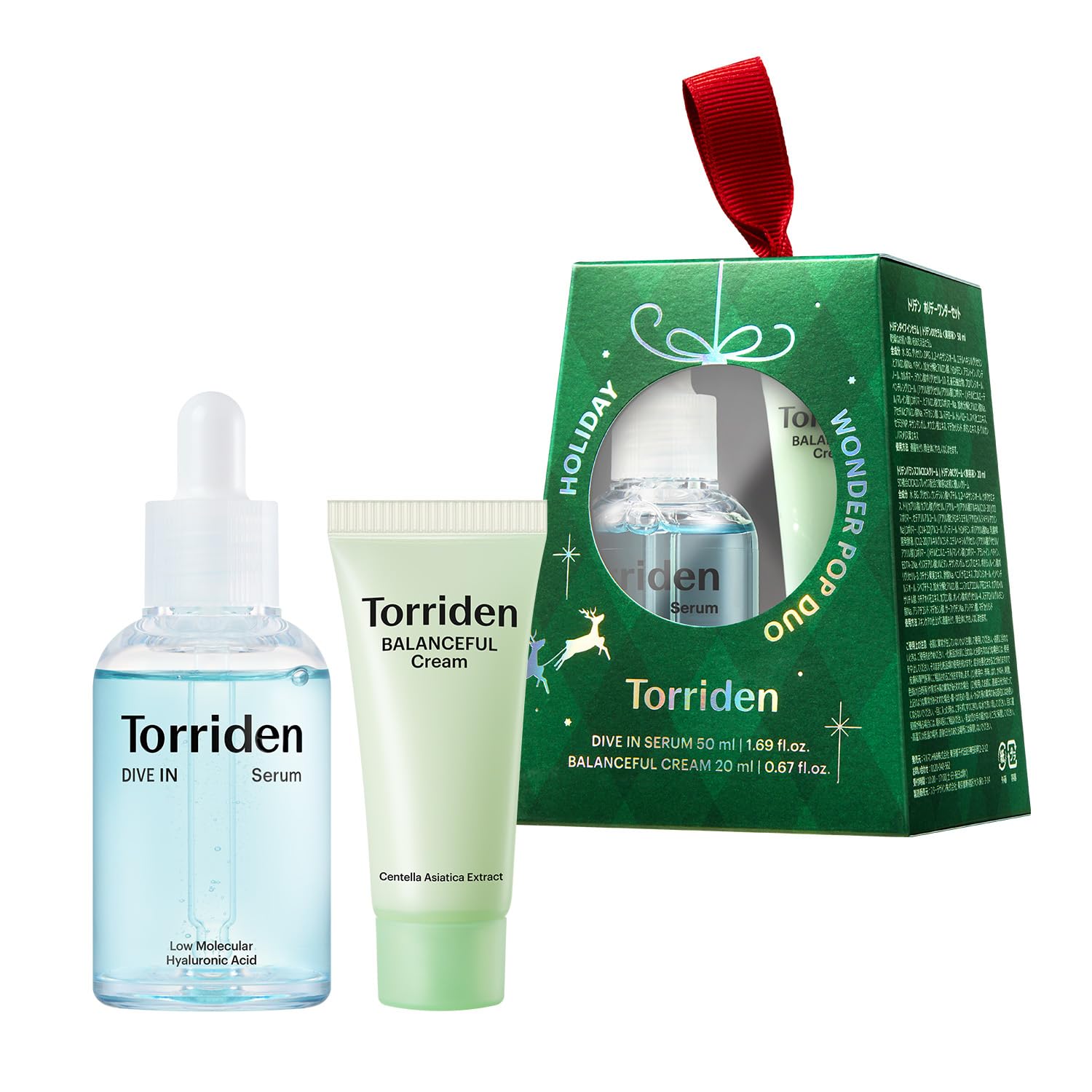 Torriden Holiday Wonder Pop Duo Gift Set (Green) | DIVE IN Hyaluronic Serum + BALANCEFUL Cica Cream