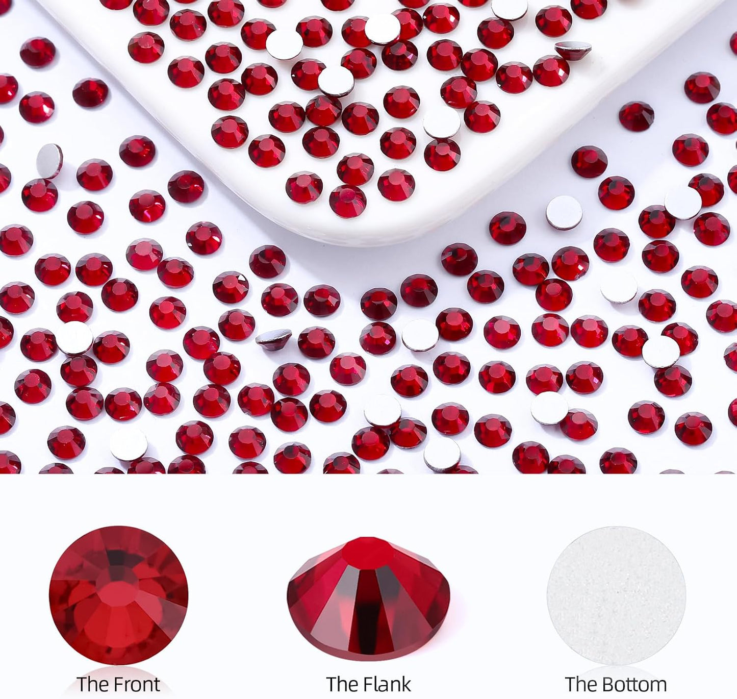 Siam Flatback Rhinestones, Glass Rhinestones for Nail Art and Craft, Glue Fix, Loose Crystal Gemstones(Siam, SS34, 576pcs, 7.1-7.3mm)