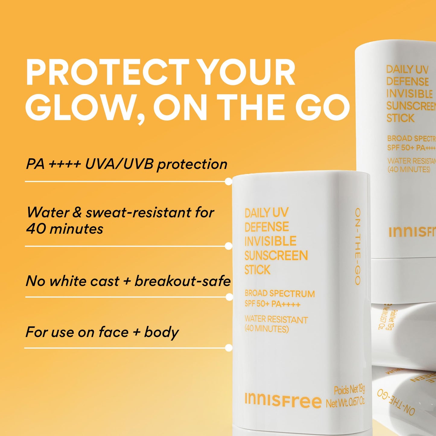 innisfree Daily UV Defense Sunscreen Stick SPF 50+​ | Korean Sunscreen Stick for Face and Body with