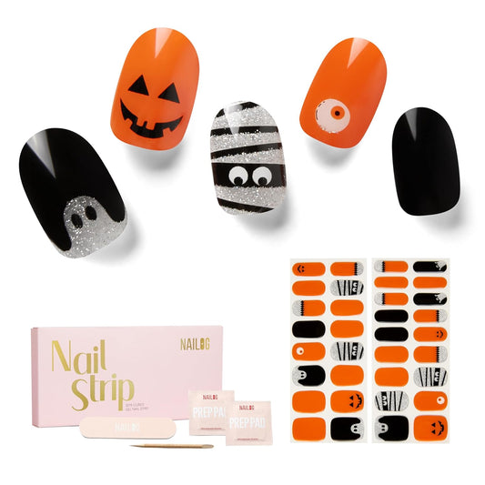 NAILOG Semi Cured Gel Nail Strips 34 pcs| Buy 2 Get 1 UV Lamp | Long Lasting Nail Polish Sticker