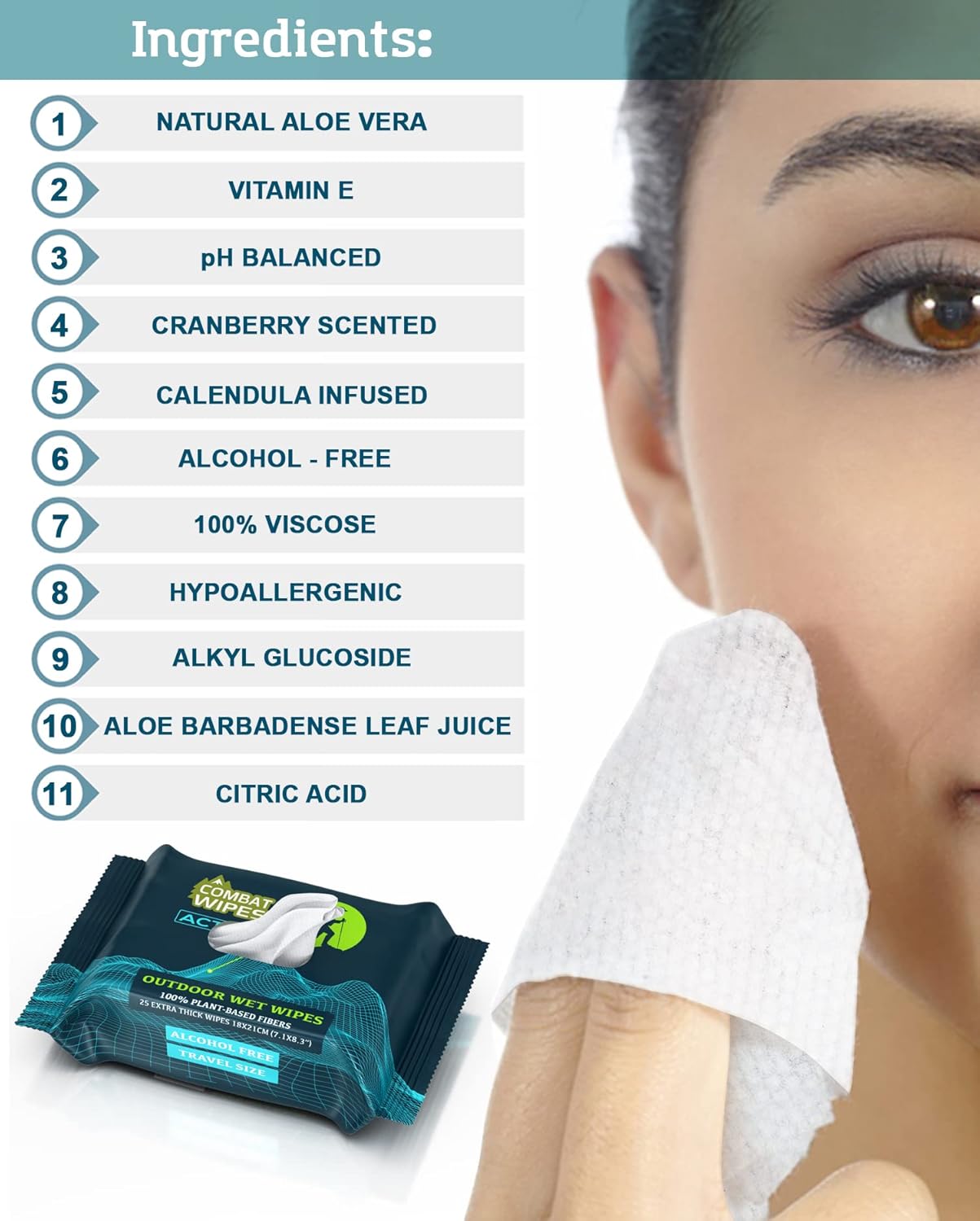 Combat Wipes ACTIVE Outdoor Wet Wipes - Extra Thick Camping Gear, Biodegradable, Body & Hand Cleansing/Refreshing Cloths for Backpacking & Gym w/Natural Aloe & Vitamin E (8 pack, 200 Wipes)…