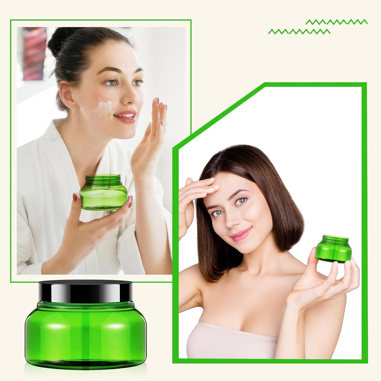 Tessco 24 Pack Plastic Jars with Lids Labels Empty Clear Plastic Jars Round Refillable Cosmetic Containers Body Butter Containers Bulk Sugar Scrub Bottle for Make Up(8 oz,Green, Black)