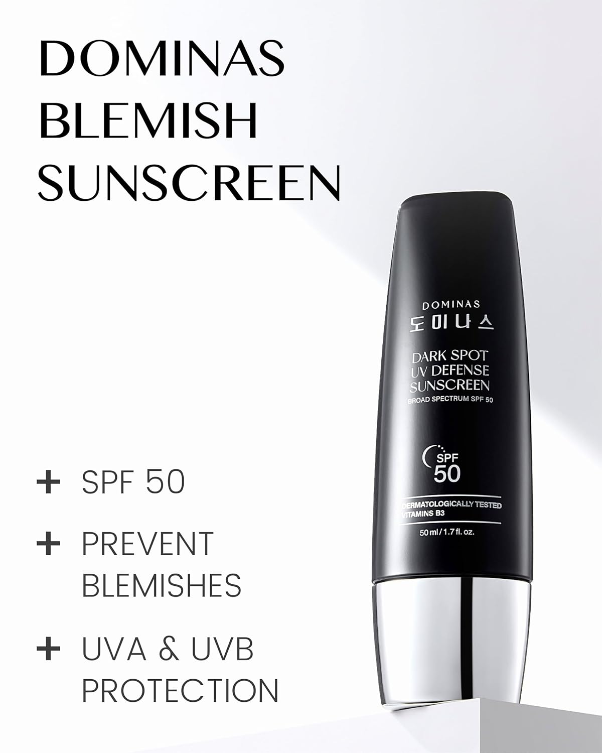 SPF 50 DOMINAS Sunscreen (Pack of 2, 1.7fl oz*2) - Korean Skin Care, UV Defense Sunblock, No White Cast, Non-Greasy, Hydrating, Lightweight Protection for Face & Body, Niacinamide, Sun Cream