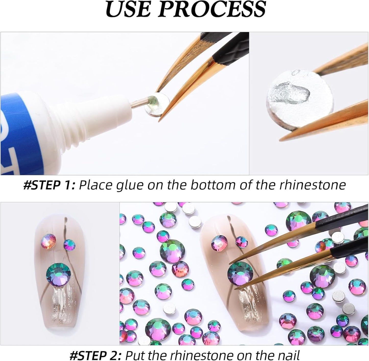 Green Volcano Flatback Rhinestones, Glass Rhinestones for Nail Art and Craft, Glue Fix, Loose Crystal Gemstones(Green Volcano, SS6, 1440pcs, 1.9-2.0mm)