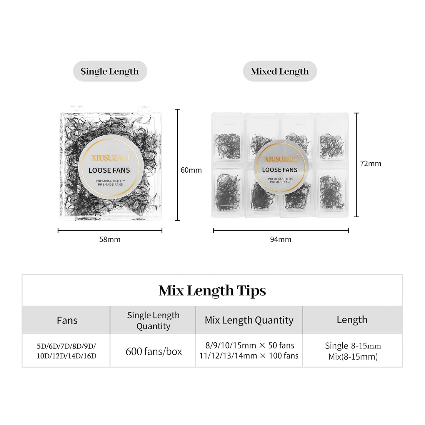 Premade Fans Eyelash Extensions 600 Fans 20D Volume Lash Extensions 0.07 Thickness Eyelash Extension C Curl Premade Lash Fans Mix 8-15mm Fluffy Soft Handmade Loose Fan(600Fans-20D-0.07-C,8-15mm)