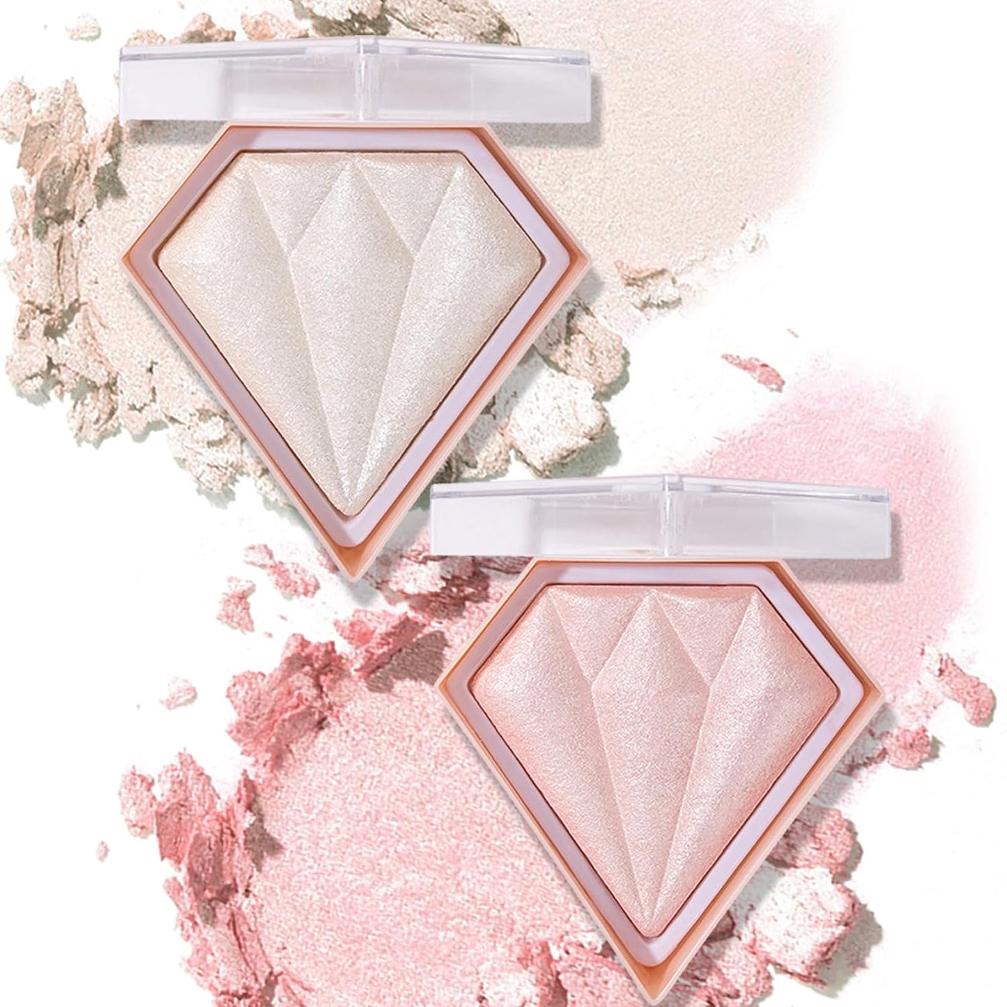 Face Shimmer Highlighter Palette, 1.0 Ounce, Pearl White+Fairy Pink, Long-Lasting, Shimmery, Powder, Unisex, Palette, Mixed Colors