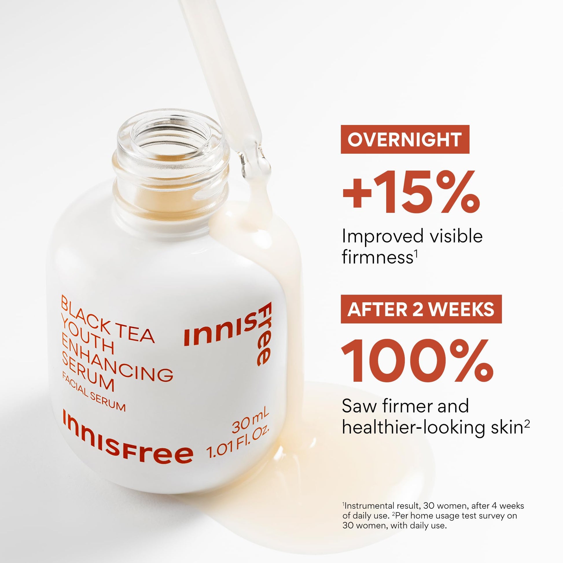 innisfree Black Tea Youth Serum | Korean Anti-Aging Treatment with Niacinamide for Radiance, Firm