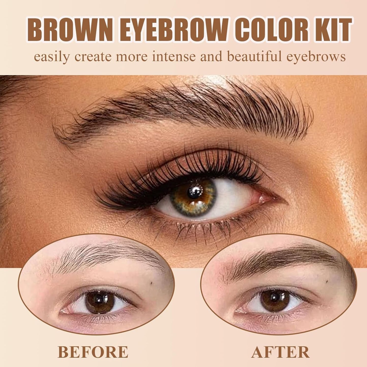 Lash Color Kit, Professional Natural Brown Eyebrow & Eyelash Color Kit Lasting for 6 Weeks, Waterproof & Safe Color for Salon Home Easy Use- Creates Natural Looking Brows Gift for Women Girl Mom Wife