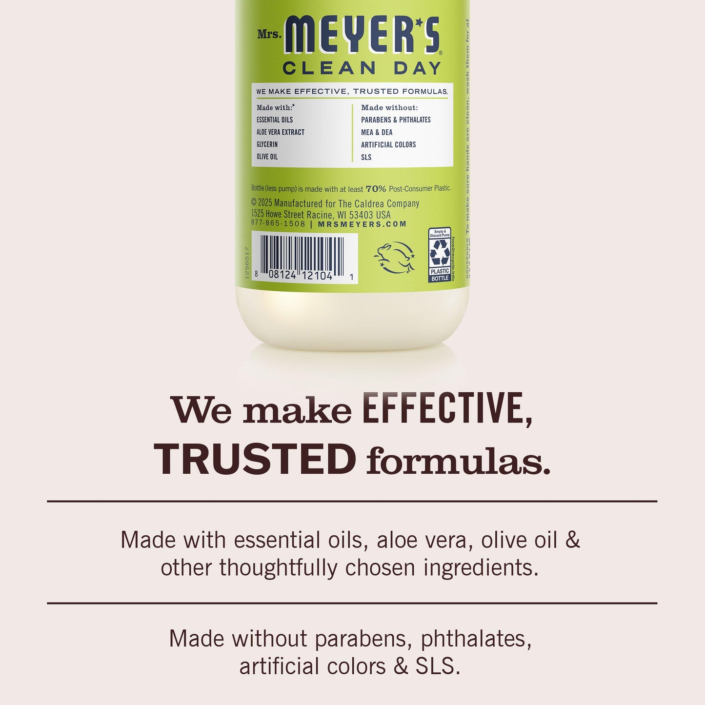 MRS. MEYER'S CLEAN DAY Hand Soap, Lemon Verbena Scent, 12.5 Fl Oz Bottle - 3 Pack