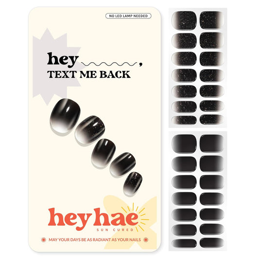 Semi Cured Gel Nail Strips | No LED Lamp Needed | Ombre, Black | Easy Apply & Remove, Salon Quality