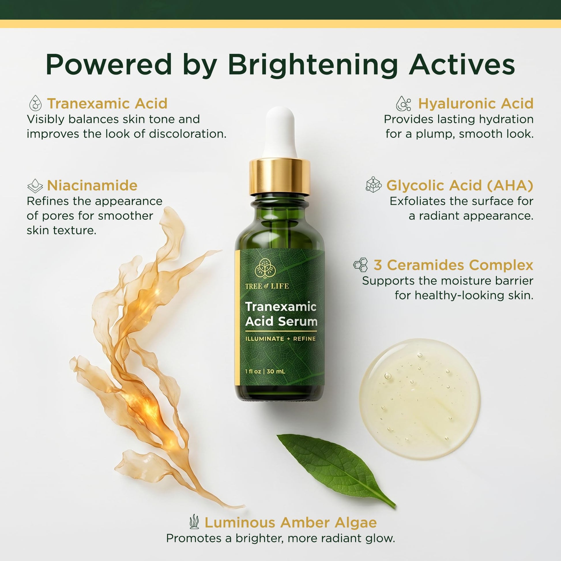 Tree of Life Tranexamic Acid (TXA) Serum, Dark Spots Remover, 1 Fl Oz