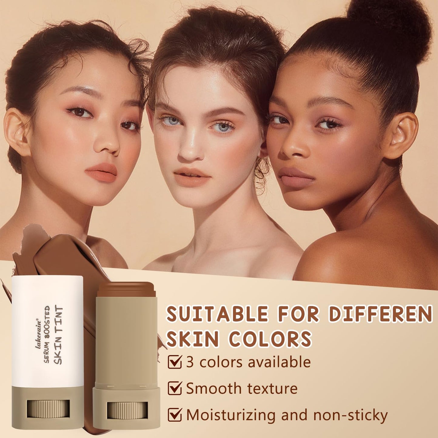 2PCS Foundation Stick Beauty Balm Serum Boosted Skin Tint, Solid Tinted Moisturizing Serum Contour Stick, Natural Fit, Moisturizing ＆ Concealing Foundation Sticks (#01)