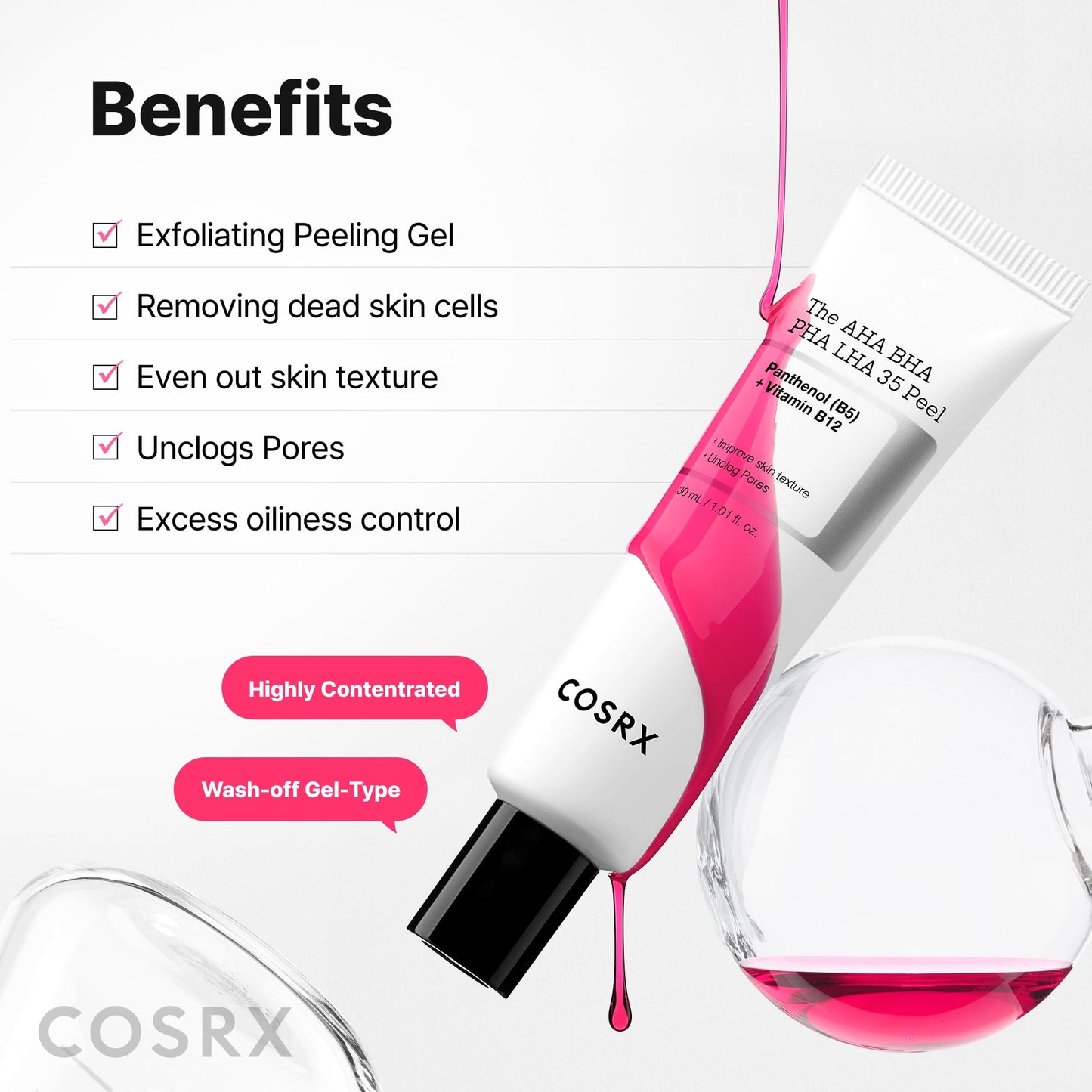 COSRX AHA BHA PHA LHA 35% Peel, Exfoliating Gel for Dull Skin (1.01 fl.oz)