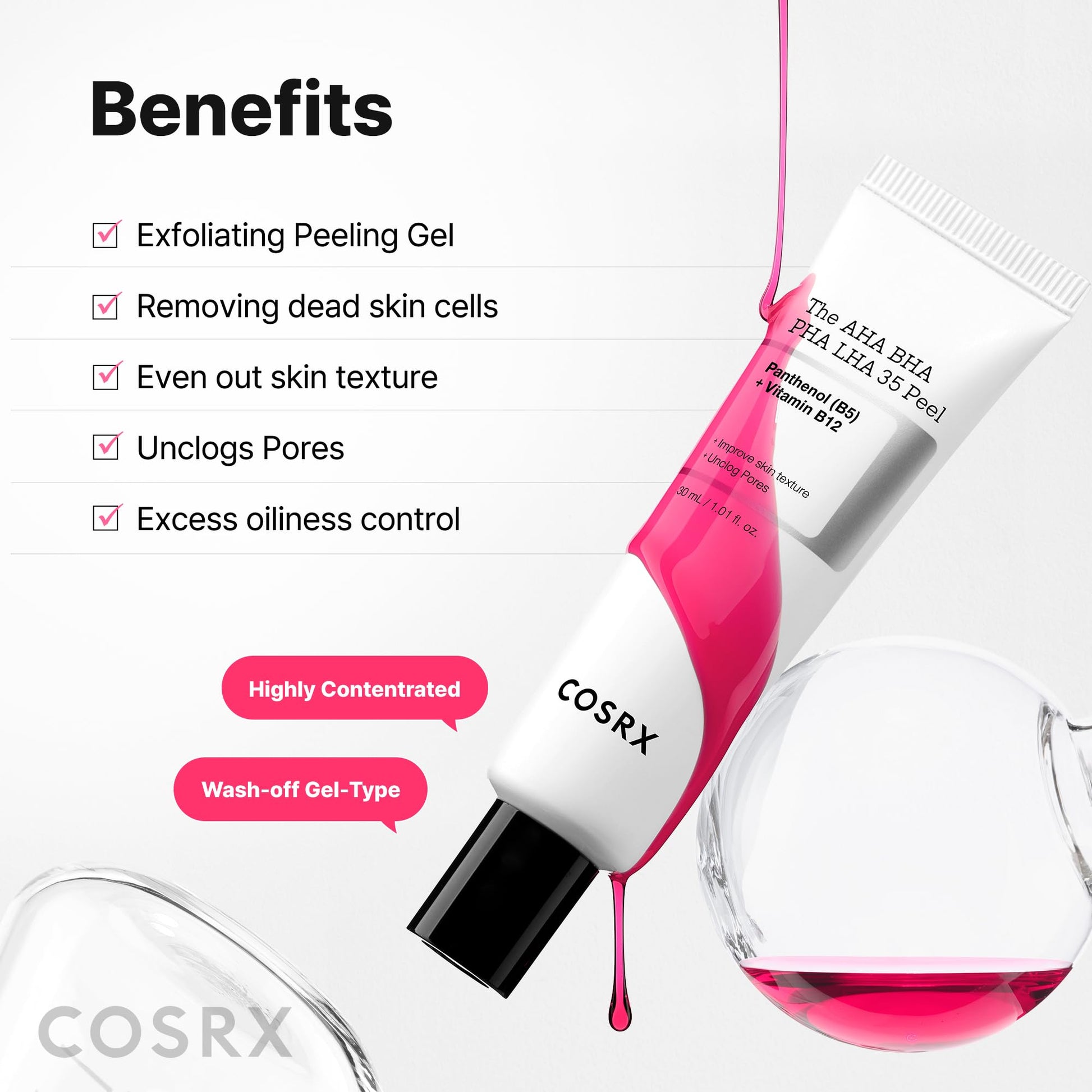 COSRX AHA BHA PHA LHA 35% Peel, Exfoliating Gel for Dull Skin (1.01 fl.oz)