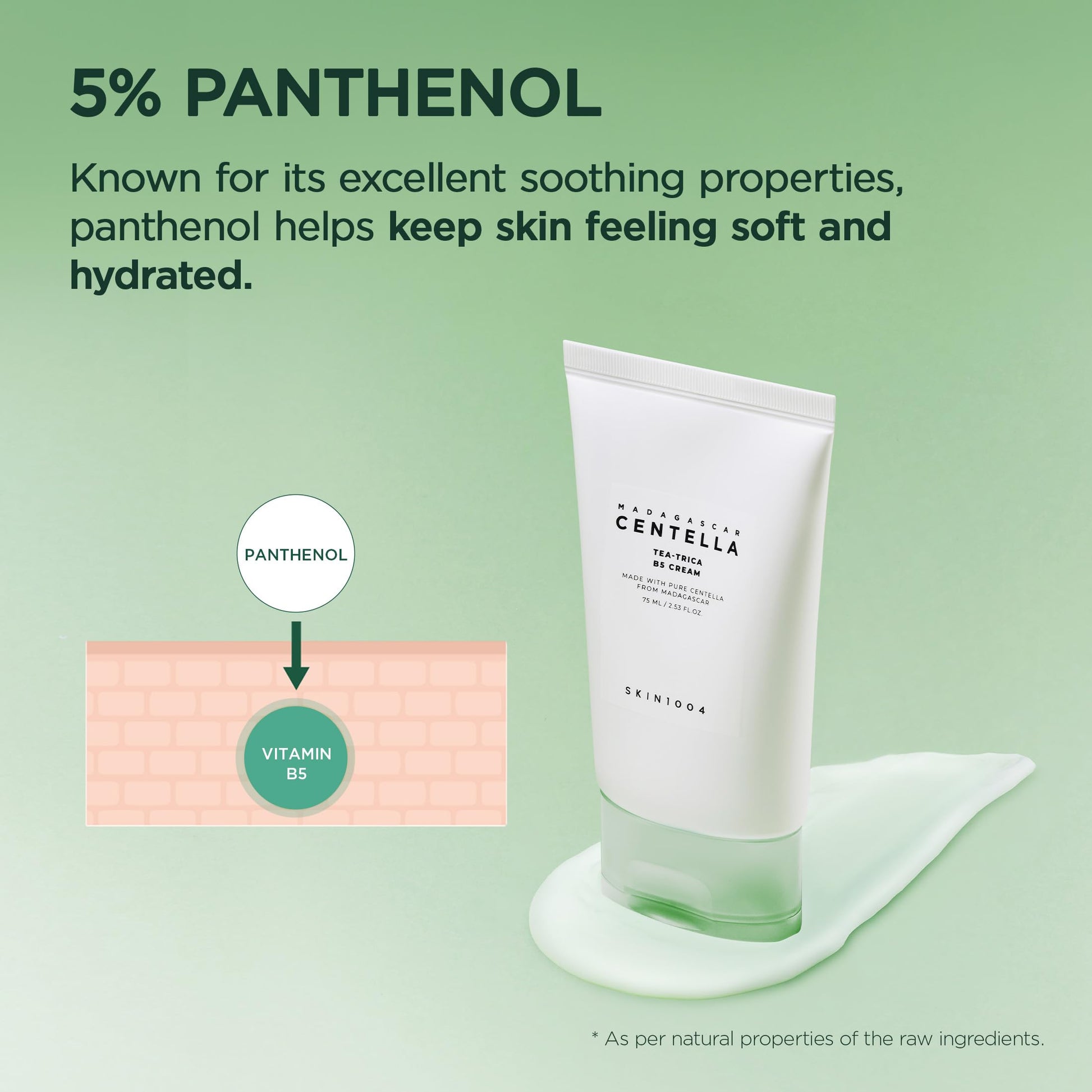 SKIN1004 Tea-Trica B5 Cream, Face Moisturizer with Centella Asiatica & Panthenol B5, Gel