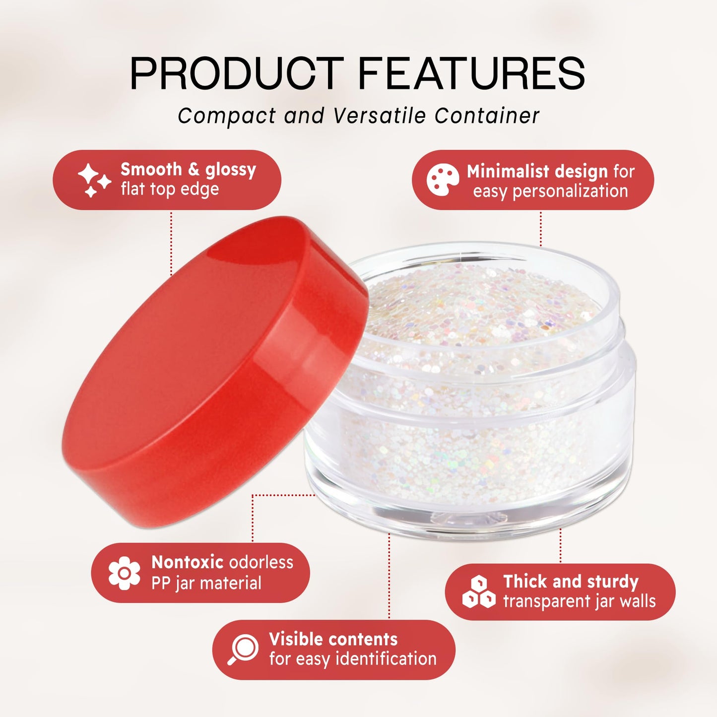 Beauticom 12 Pieces USA 20G/20ML Round Clear Jars with MultiColor Lids for Cosmetics, Medication