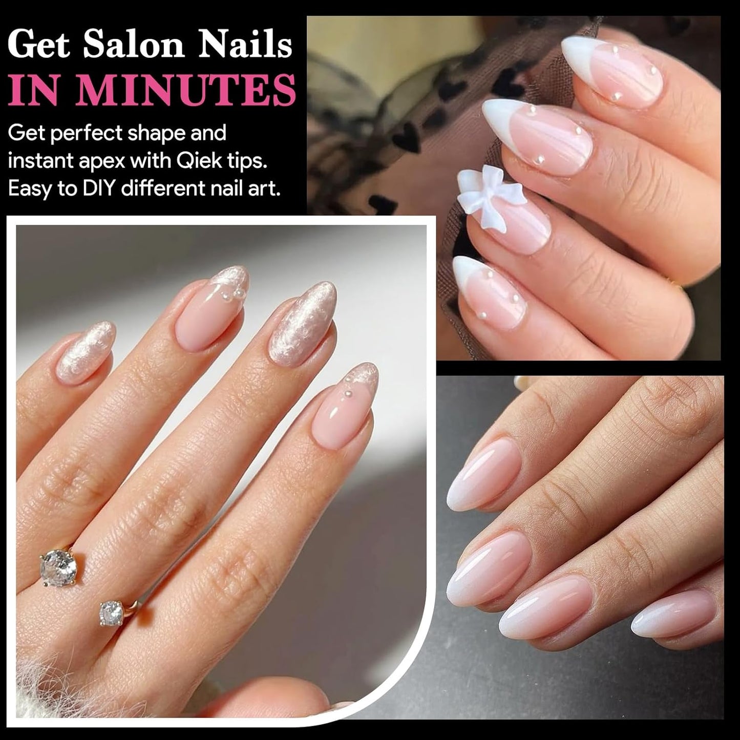 Short Almond False Nail Tips, 15 Sizes 510 PCS Clear Soft Press On Fake Nail Pre-shaped Half Matte Full Cover Gel Nail Tips Extensions Strong Thick Long Lasting for DIY Beginners & Salon Manicure