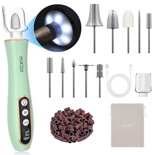 Cordless Electric Nail Drill with 360° LED light&10 Speeds, Professional Manicure Pedicure Kit