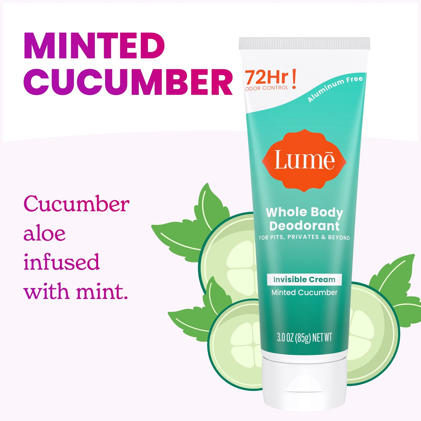 Lume Whole Body Deodorant - Cream Tube - 3 oz, 2 pk (Minted Cucumber)