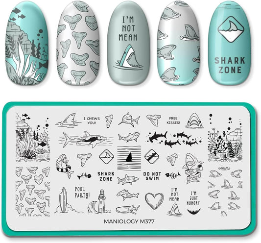 Maniology Kiss a Shark Nail Stamping Plate | Sharky Nail Art Manicure Designs, Sharks and Sea