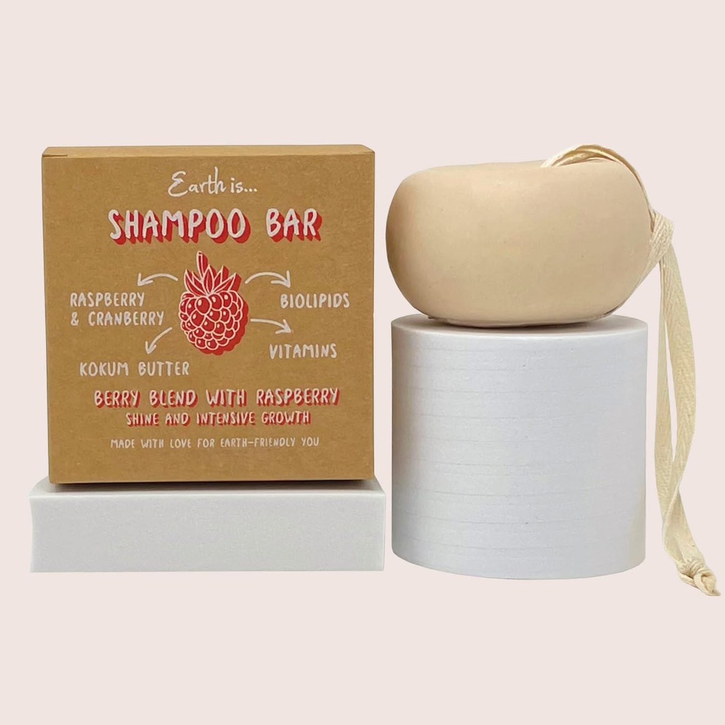 EARTH IS... Shampoo Bar - All Hair Types – Mild Natural Shampoo – Eco-Friendly – Plastic Free - PH-Balanced – Vegan – Sulfate Free – Biodegradable – Zero Waste, 3.7 oz (Berry Blend with Raspberry)