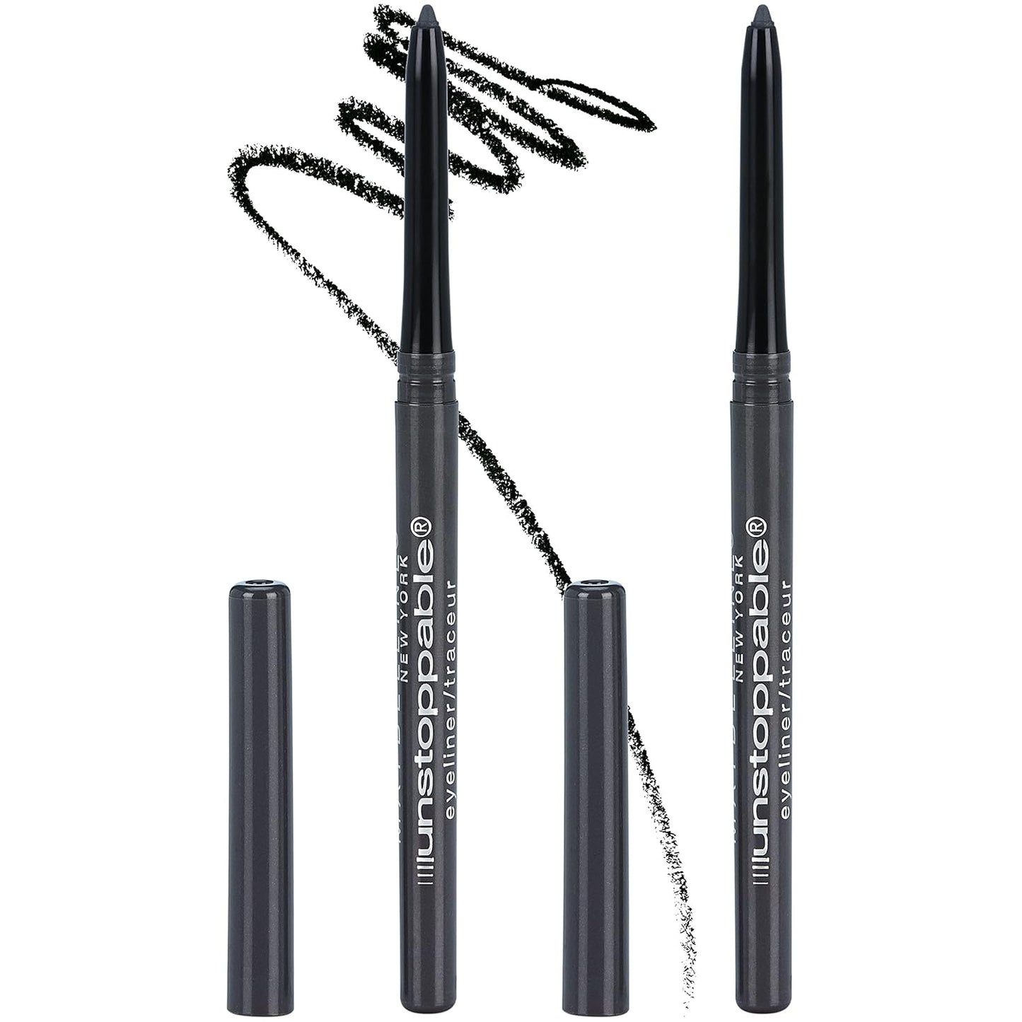Maybelline Unstoppable Waterproof Mechanical Grey Eyeliner Pencil, Easy to Apply, Smooth Glide, Up to 24 Hour Wear, Pewter, Pack of 2
