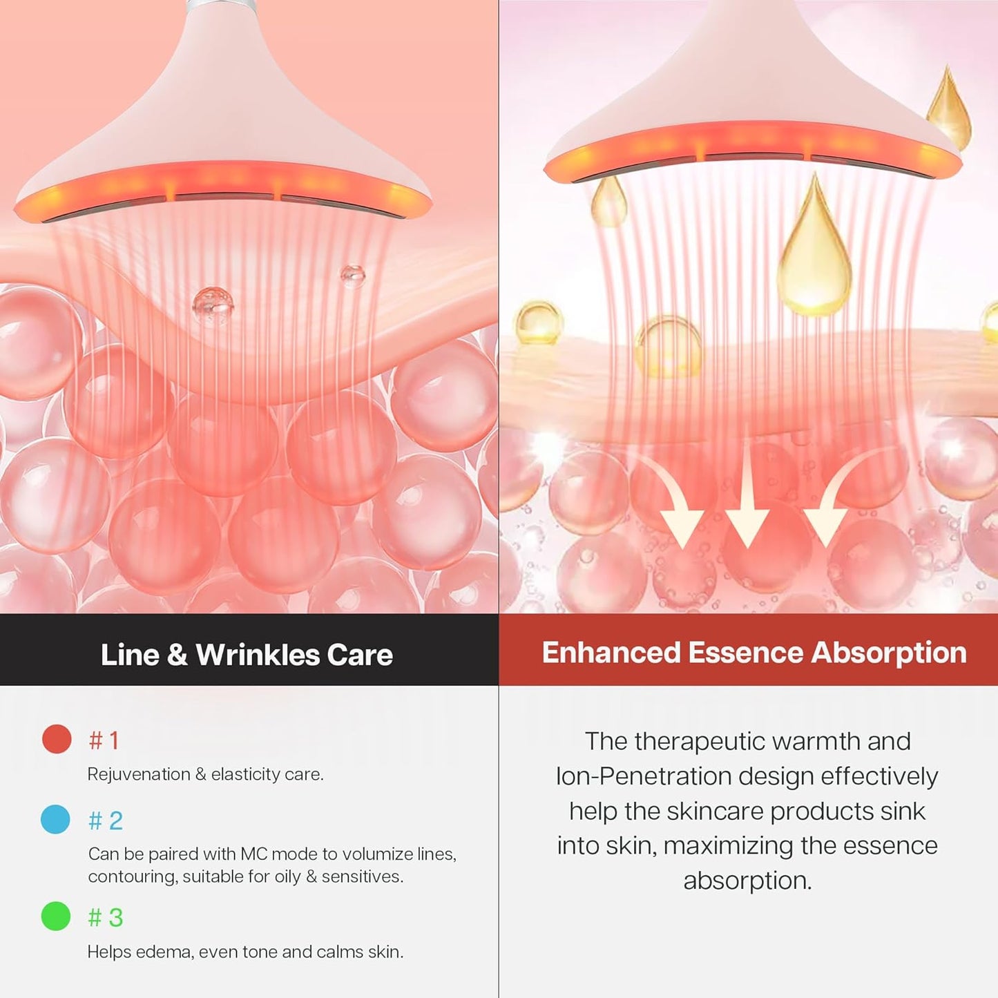 Iris Neck Face Massager, Pro Face Sculpting Tool with Charging Base, All-in-1 Facial Device for Enhanced Absorption, Radiance, Contouring, Elasticity, Home Facial Spa (Pink)