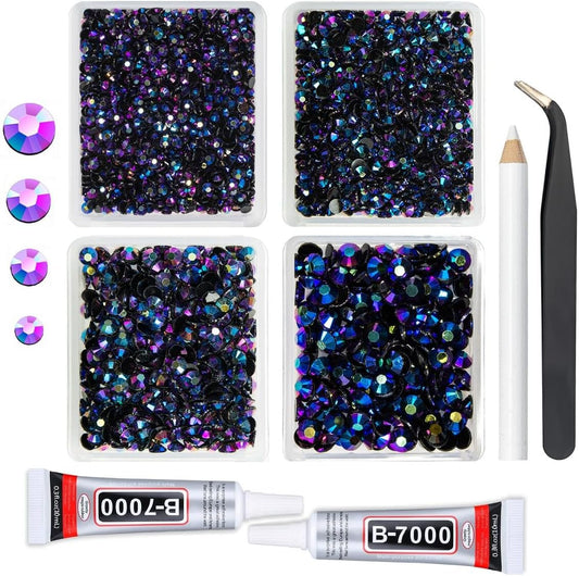 Purple Rose AB Resin Rhinestones w B7000 Jewelry Glue for Bedazzling Crafting 3mm 4mm 5mm 6mm